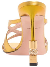 Load image into Gallery viewer, Bally Carolyn 6304041 Gold Strappy Slip On Leahter Sandals MSRP $1200
