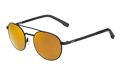Bolle Wayfarers OVA Matte Black HD Polarized Gold Lens Sunglasses MSRP $109 NEW