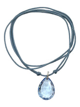 Load image into Gallery viewer, Baccarat 2812022 Marie-Hélène de Taillac Pear Blue Crystal Pendant with Silver Bail MSRP $230
