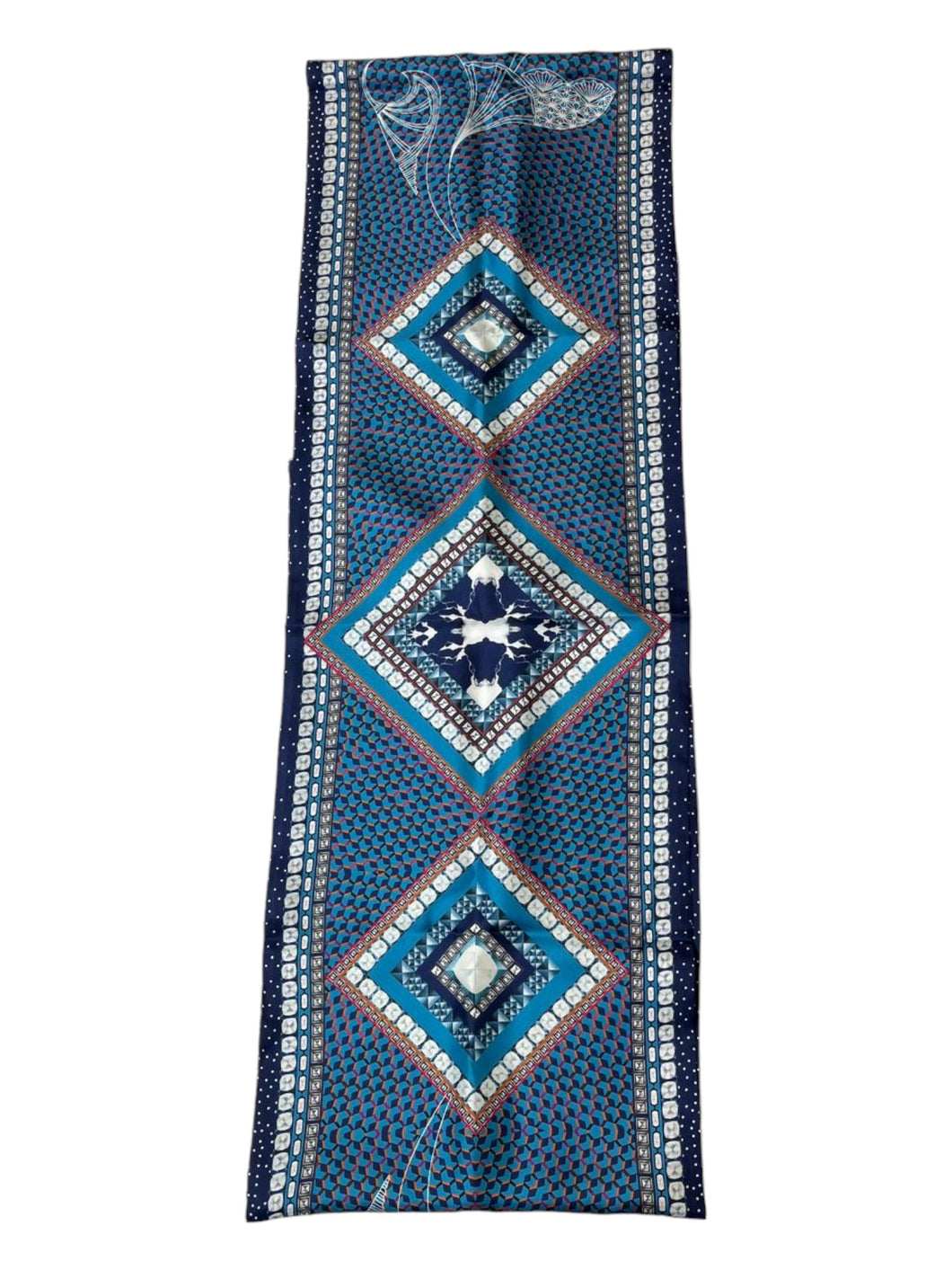 Baccarat 2809051 Ladies Louxor Twillsilk Maxi Tie Blue Scarf MSRP $290