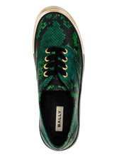 Load image into Gallery viewer, Bally Lyder 6304000 Men&#39;s Multideepemerald Snakeskin-Effect Leather Sneakers MSRP $750

