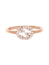 Load image into Gallery viewer, Gucci Interlocking G 18K Rose Gold &amp; Diamond Ring YBC7294120010 MSRP $1,800
