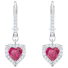 Load image into Gallery viewer, Swarovski 5456979 Crystal Red Heart Drop Earrings MSRP $89
