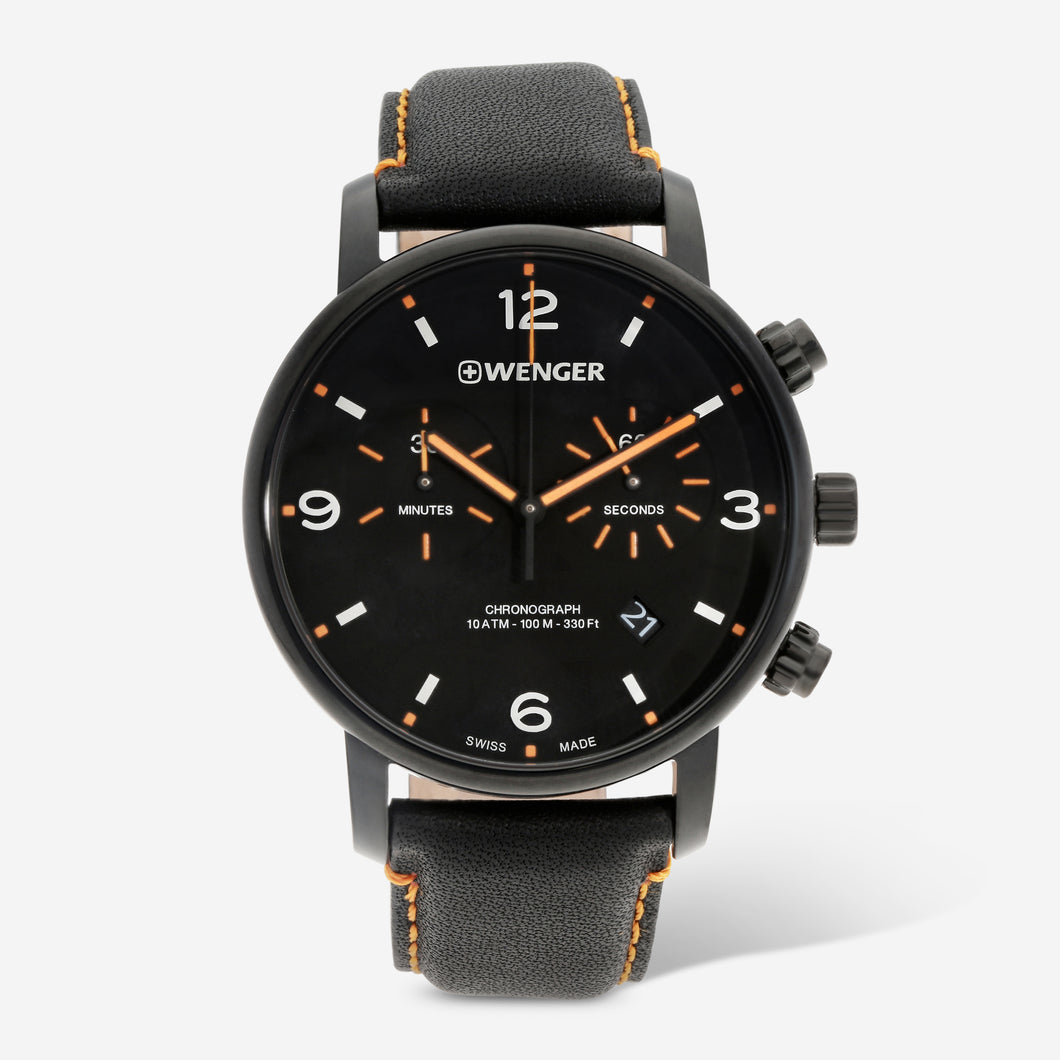 Wenger Swiss Army Men's 01.1743.114 Urban Metro Chronograph Black Dial Watch 44 mm MSRP$330
