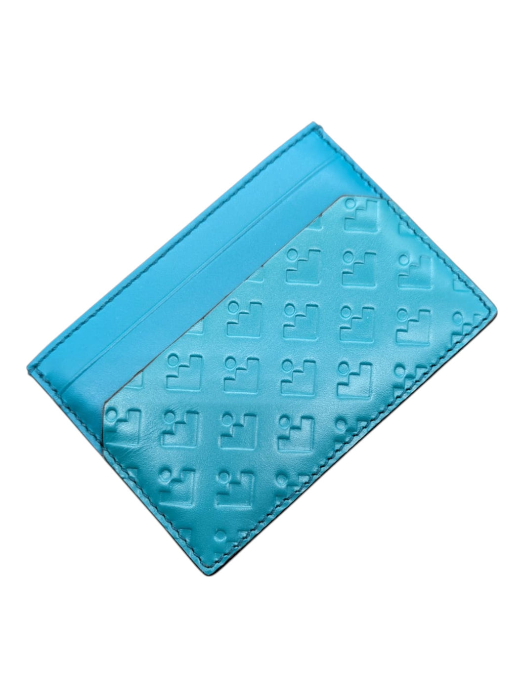 Bally Tigi 6213682 Azure Calf Embossed Leather Card Holder Wallet MSRP $240