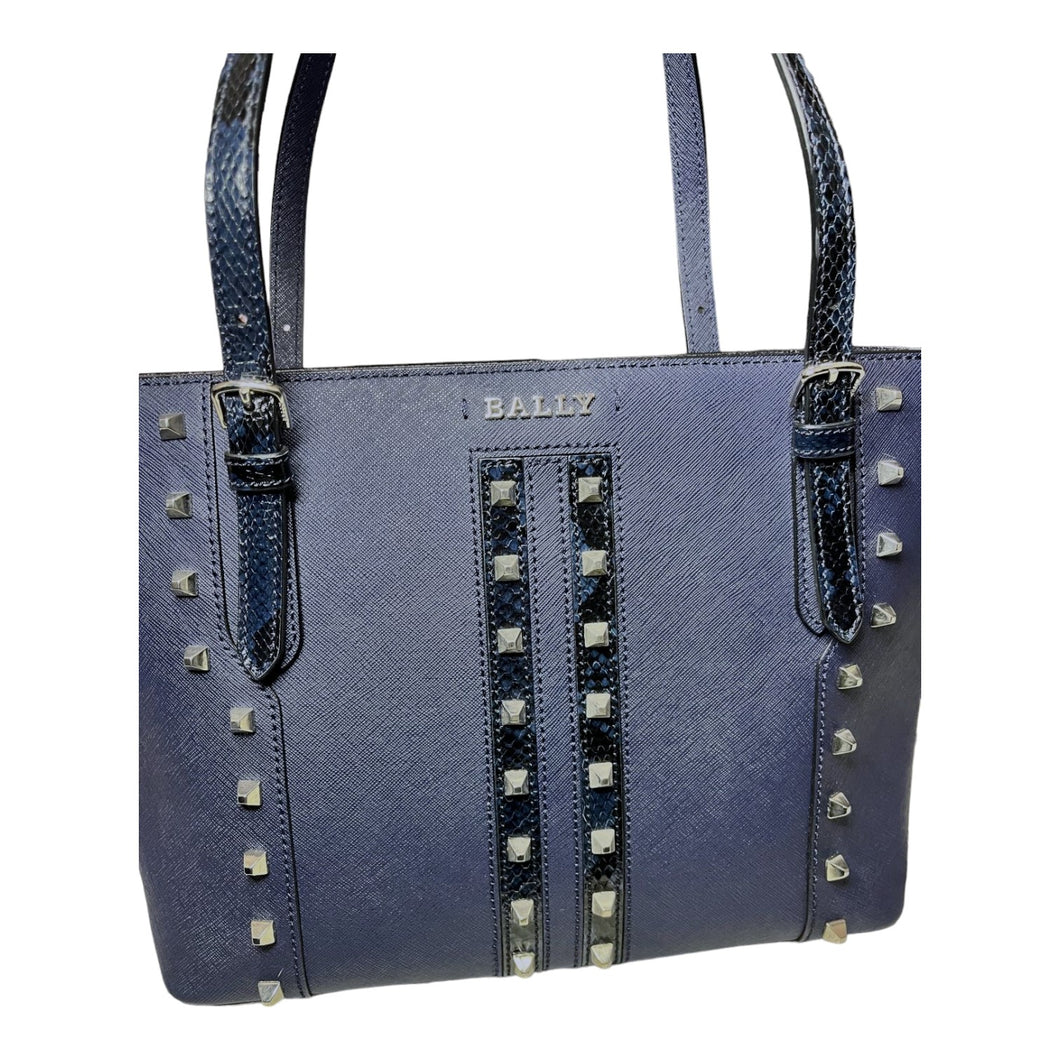 Bally Supra 6219158 Ladies Blue Leather Grained Tote Bag MSRP $780