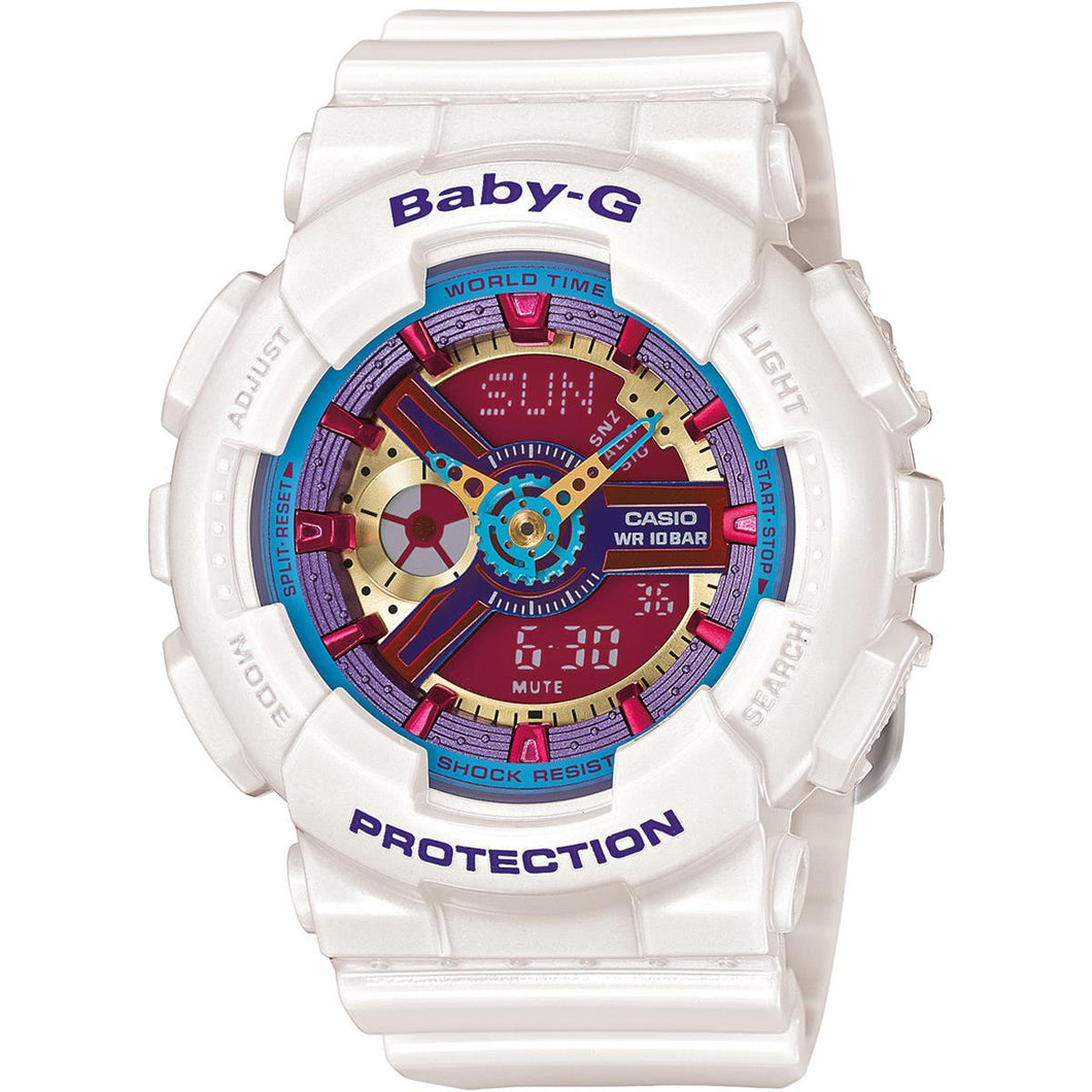 Casio Baby-G Multicolor Dial White Resin Women's Watch BA112-7A MSRP $120