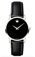 Load image into Gallery viewer, NEW Movado Women&#39;s 0607317 Black Leather Black Dial Museum Watch MSRP $595
