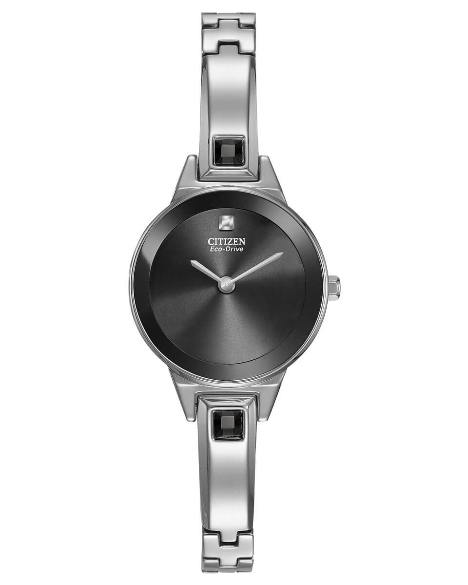 Citizen Axiom EX1320-54E Ladies 23mm Black Dial Bangle Watch $250