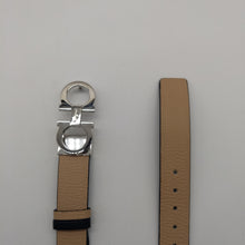 Load image into Gallery viewer, SALVATORE FERRAGAMO Gancini Thin Women&#39;s 688363 Almond/Black Belt Size 100 MSRP $450
