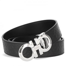Load image into Gallery viewer, NEW SALVATORE FERRAGAMO Double Gancini Men&#39;s 724127 Black Belt Size 105 MSRP $530
