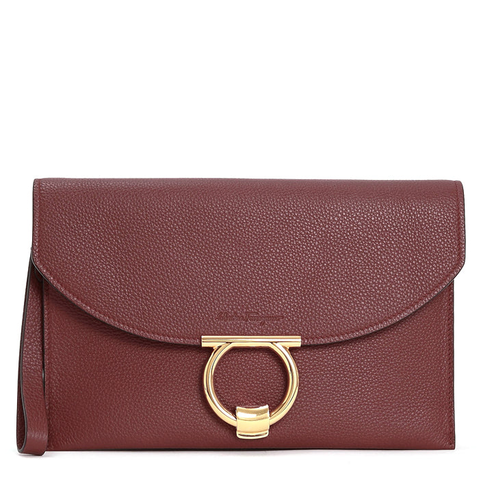 NEW SALVATORE FERRAGAMO Gancini Women's 725783 Carmine Clutch MSRP $1150