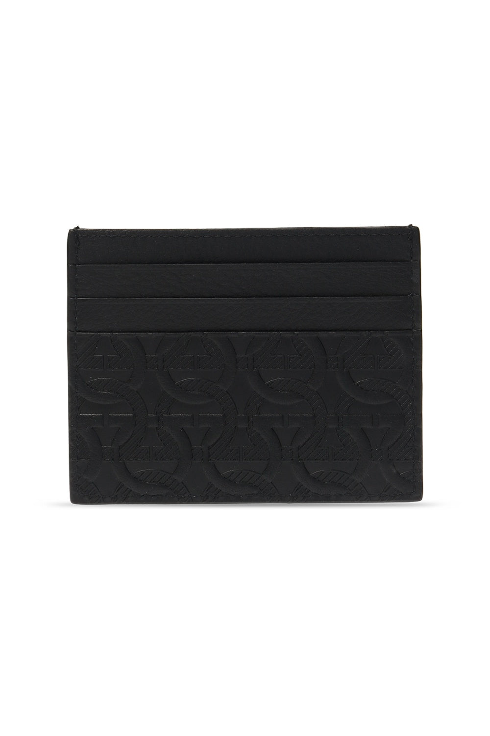 NEW SALVATORE FERRAGAMO Gancini Men's 725146 Black Card Holder MSRP $350