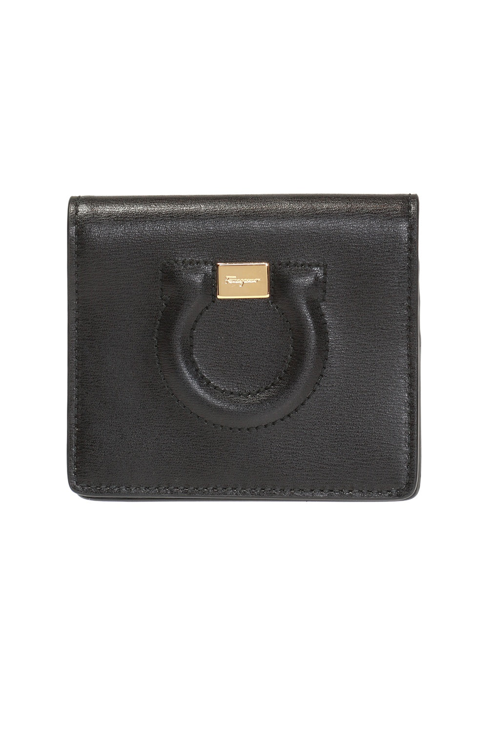 NEW SALVATORE FERRAGAMO Gancio City Men's 684463 Black Card Holder MSRP $349