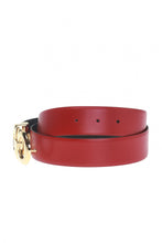 Load image into Gallery viewer, NEW SALVATORE FERRAGAMO Double Gancini Thin Women&#39;s 564327 Black/Red Belt Size 100 MSRP $415
