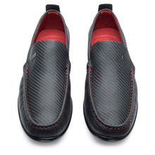 Load image into Gallery viewer, NEW Porsche Beverly Hills Carbon Design Black/Red Moccasins US 7.5 MSRP $355
