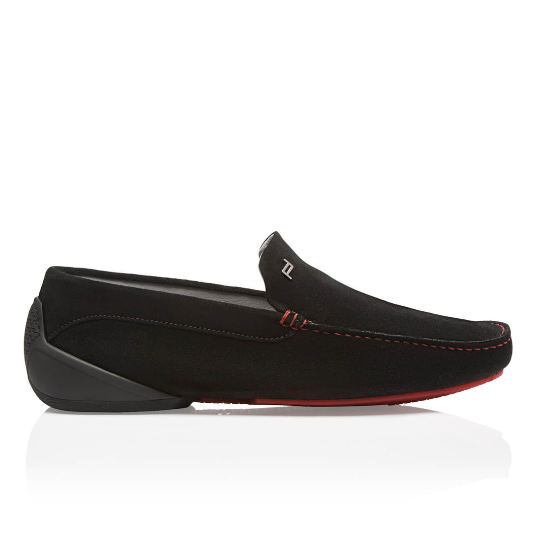 NEW Porsche Design Monaco Vel Injection Black/Red Moccasins US 11 $395