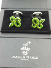 Load image into Gallery viewer, DEAKIN &amp; FRANCIS Sterling Silver Green Snake Cufflinks C1493X1311 MSRP $500
