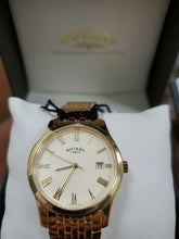 Load image into Gallery viewer, New ROTARY GB00794/32 Mens GP DRESS WATCH Gold Plated Quartz MSRP$265
