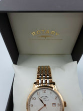 Load image into Gallery viewer, New Mens Rotary GB90080 Watch Swiss Quartz Two Tone Rose Gold MSRP $445
