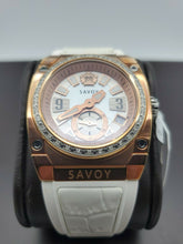 Load image into Gallery viewer, NEW SAVOY ICON  STAINLESS ROSE GOLD AND DIAMOND DIAL 35MM LADIES WATCH $1600

