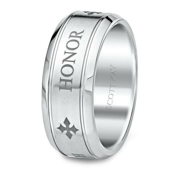 New Scott Kay Men's Ring Code 7mm Round Cobalt Ring Size 10 Band. Honor Strength