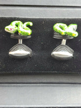Load image into Gallery viewer, DEAKIN &amp; FRANCIS Sterling Silver Green Snake Cufflinks C1493X1311 MSRP $500
