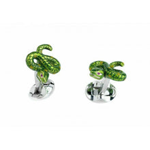 Load image into Gallery viewer, DEAKIN &amp; FRANCIS Sterling Silver Green Snake Cufflinks C1493X1311 MSRP $500
