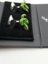 Load image into Gallery viewer, DEAKIN &amp; FRANCIS Sterling Silver Green Snake Cufflinks C1493X1311 MSRP $500
