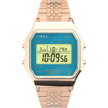 Load image into Gallery viewer, NEW TIMEX Unisex T80 Classic Gold Band Blue Face TW2U93600 Watch MSRP $109
