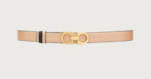 Load image into Gallery viewer, NEW SALVATORE FERRAGAMO Double Gancini Women&#39;s 683743 Black/Almond Belt Size 100 MSRP $530
