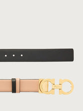 Load image into Gallery viewer, NEW SALVATORE FERRAGAMO Double Gancini Women&#39;s 683743 Black/Almond Belt Size 100 MSRP $530
