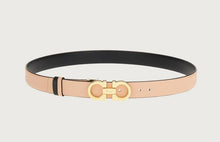 Load image into Gallery viewer, NEW SALVATORE FERRAGAMO Double Gancini Women&#39;s 683743 Black/Almond Belt Size 100 MSRP $530

