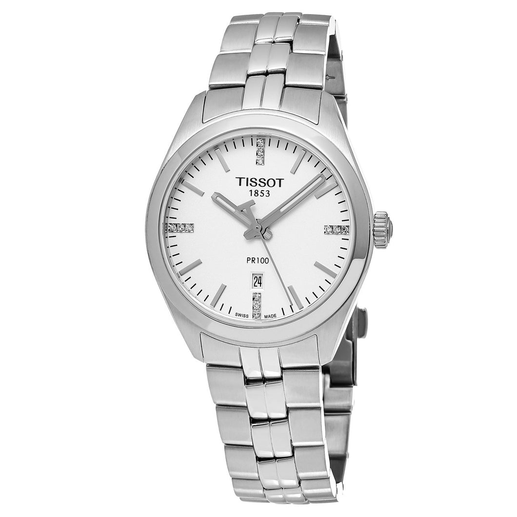 NEW Tissot PR 100 Women's Silver Dial Bracelet Watch T1012101103600 MSRP $425