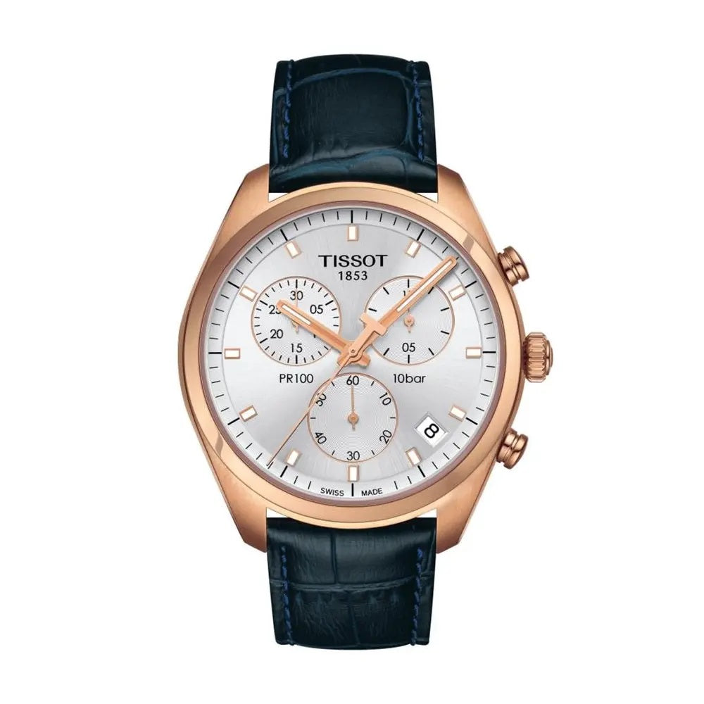 NEW Tissot PR100 Chronograph Men's Silver Dial Watch T1014173603100 MSRP $450