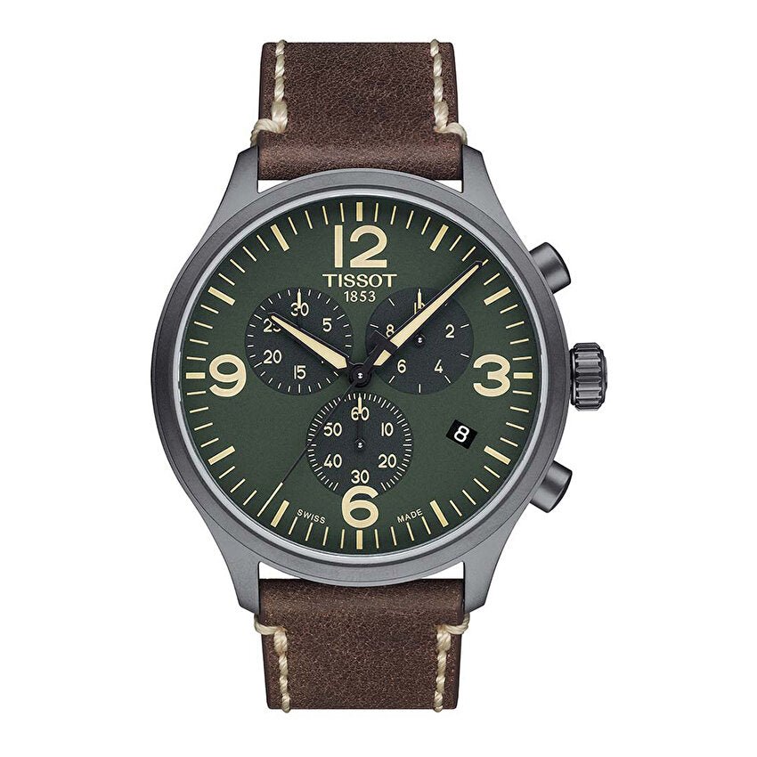 NEW Tissot Chrono XL Men's Green Dial Strap Watch T1166173609700 MSRP $375