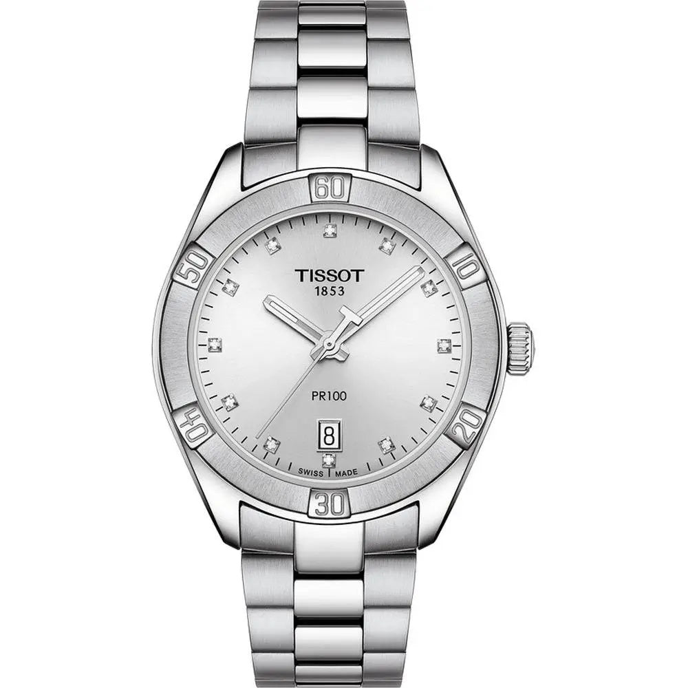 NEW Tissot PR 100 Sport Chic Women's Silver Dial Watch T1019101103600 MSRP $495