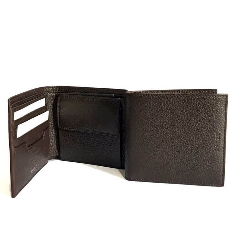 NEW Bally Myie Men's 6230911 Coffee Grained Leather Wallet MSRP $175