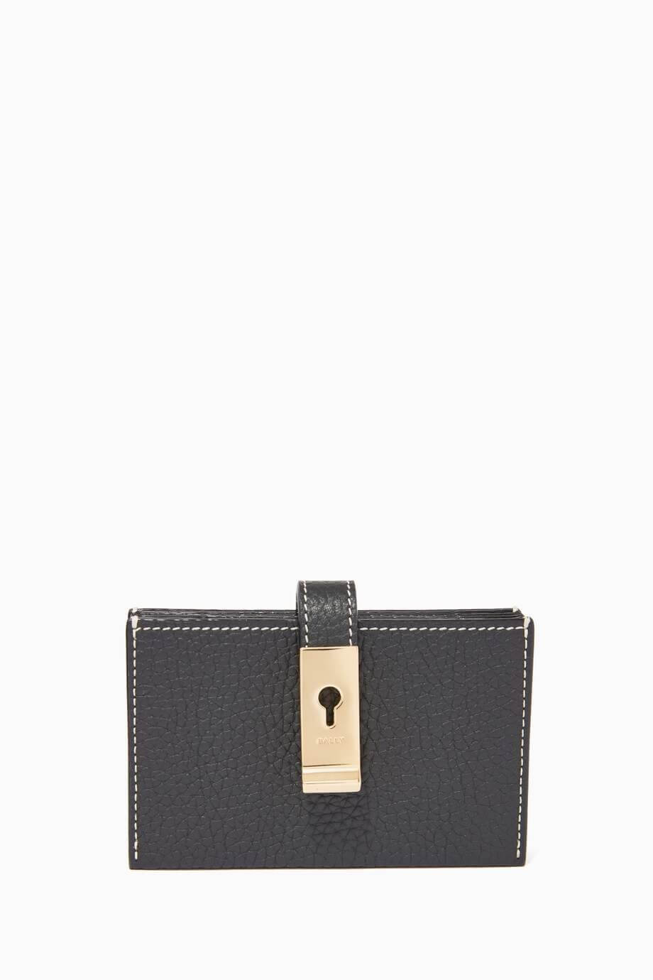 NEW Bally Alil Women's 6232773 Black Business Card Holder Wallet MSRP $360