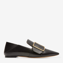 Load image into Gallery viewer, Bally Hamelia Women&#39;s 6223322 Black Calf Leather Flat Pumps US 7 MSRP $850
