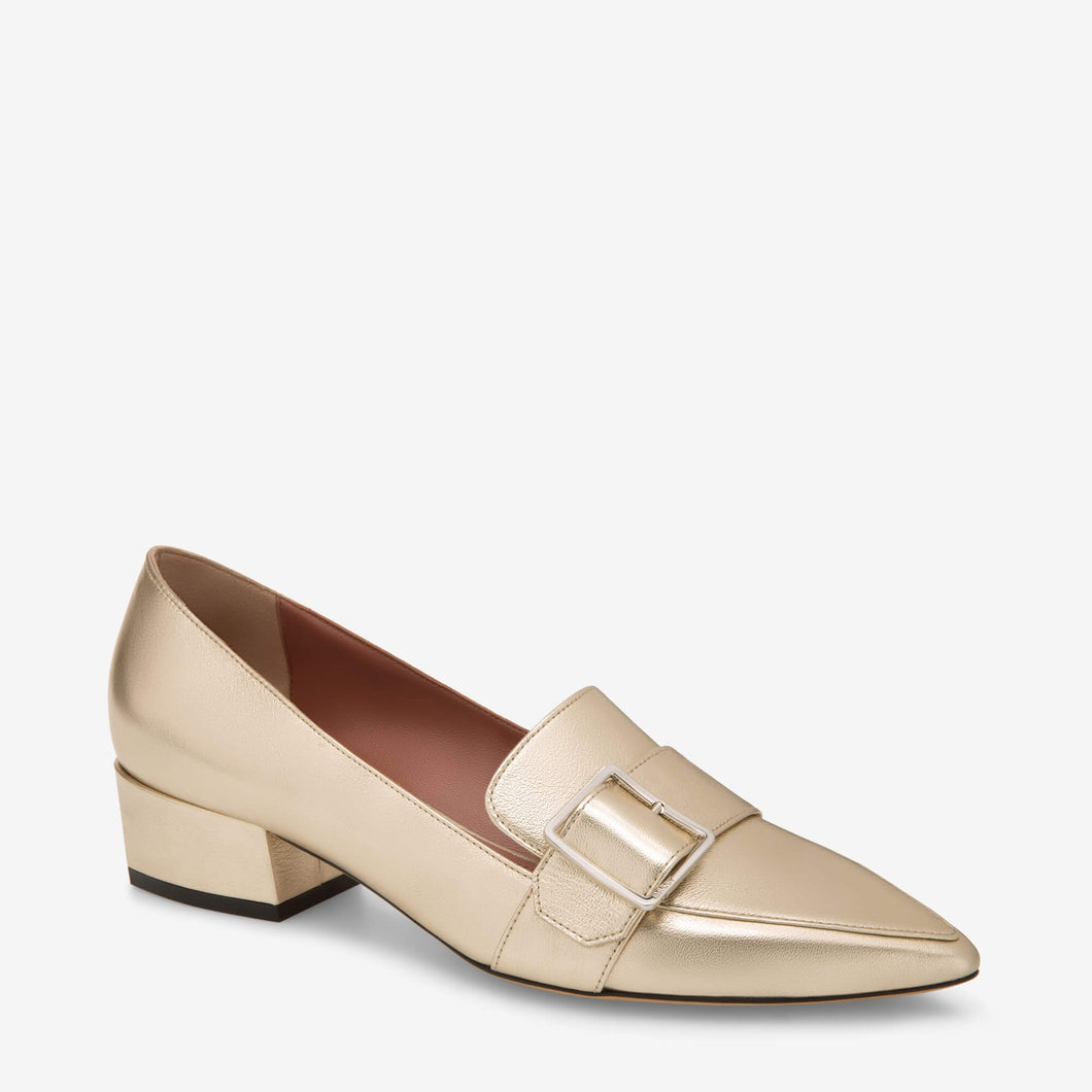 NEW Bally Harumi Women's 6223345 Champagne Leather Buckle Mules US 8.5 MSRP$730