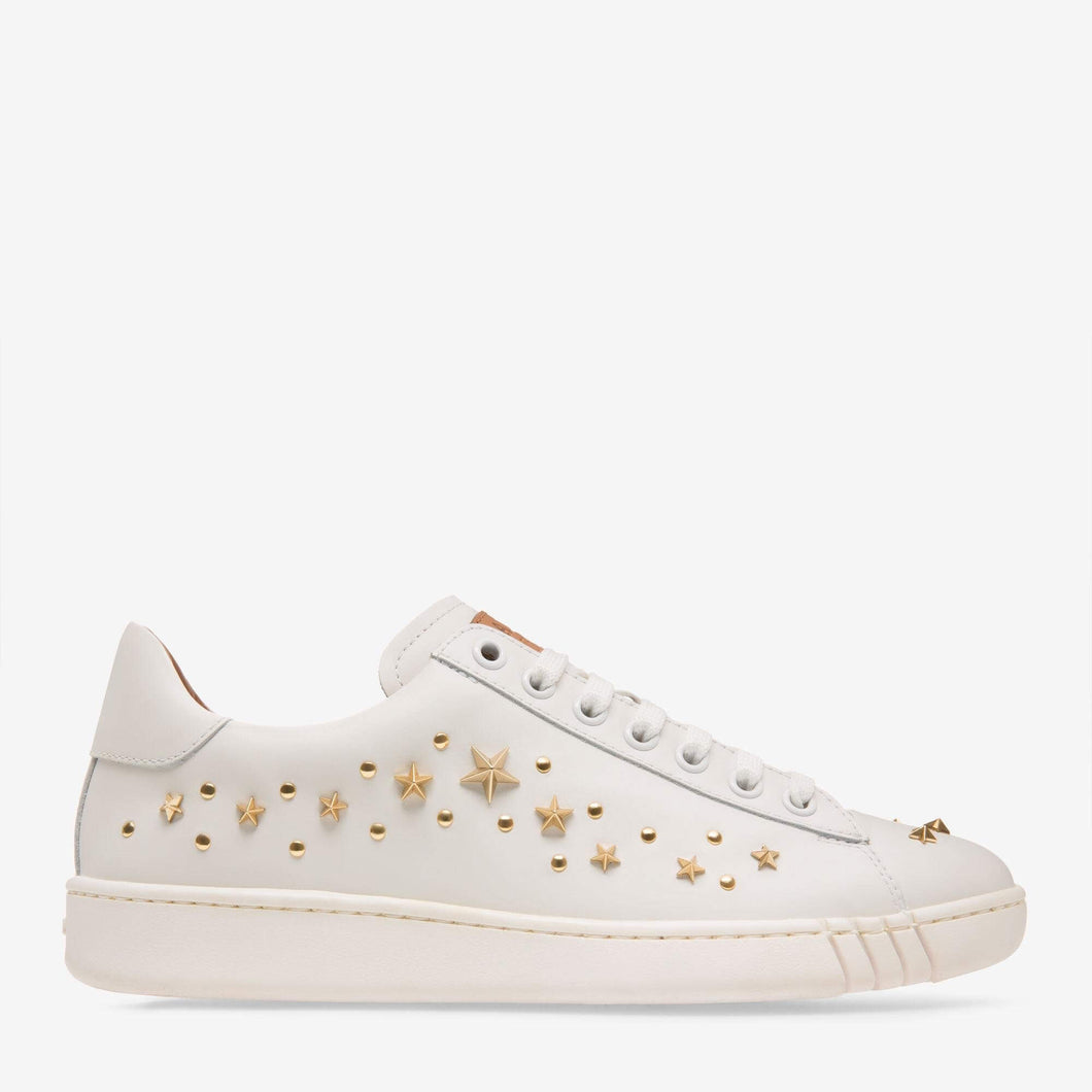NEW Bally Wiera Women's White Leather Studded Sneakers US 7 MSRP $610