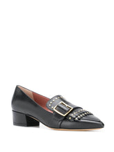 Load image into Gallery viewer, NEW Bally Harumi Women&#39;s 6223346 Black Calf Leather Stud Mules US 7 MSRP $730
