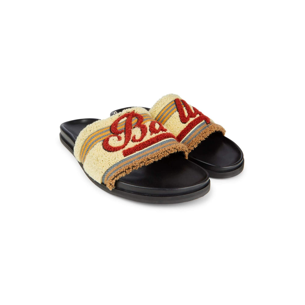 NEW Bally Logo Pool Men's 6226014 Ginger Cotton Slide Sandals US 7 MSRP $525