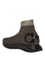 Load image into Gallery viewer, SALVATORE FERRAGAMO Gardena Women&#39;s 726011 BLK/Metallic Sock Sneaker Size 8 C MSRP $950
