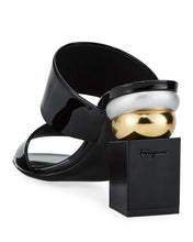 Load image into Gallery viewer, SALVATORE FERRAGAMO Lotten Women&#39;s 724656 Black Sandal Pump Size 5.5 C MSRP $700
