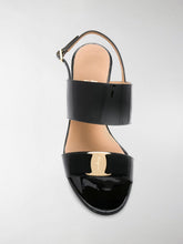Load image into Gallery viewer, SALVATORE FERRAGAMO Giulia Women&#39;s 725965 Black Sandal Pump Size 6.5 C MSRP $695
