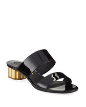 Load image into Gallery viewer, NEW SALVATORE FERRAGAMO Belluno Women&#39;s 0671048 Nero Patent Sandal Size 7 C $575
