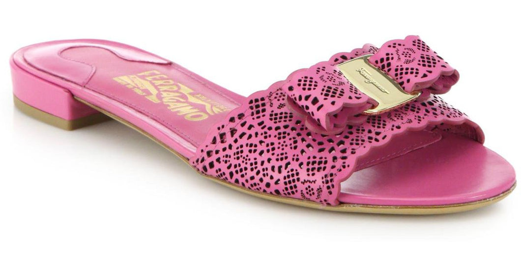 SALVATORE FERRAGAMO Gil Laserc Women's 634927 Purple Sandal Size 7 C MSRP $595