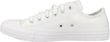 Load image into Gallery viewer, Converse Chuck Taylor All Star OX Kids&#39; White Leather Shiny Sneakers 5.5
